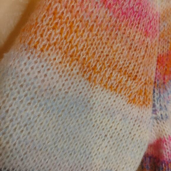 GAP Size Large Pink Striped Acrylic Nylon Sweater Soft Kawaii Pastel Purple Fuzz - Picture 4 of 9